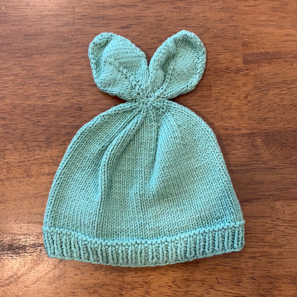 kate quinn Hat Bunny Ear Beanie Organic Cotton Hand Made Sage Green